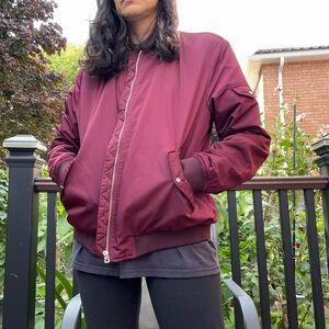 Zara Burgundy Bomber Jacket